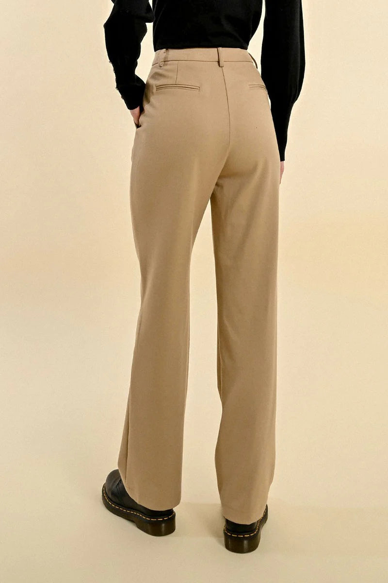 Molly Bracken High Waist Straight Pants in beige-back