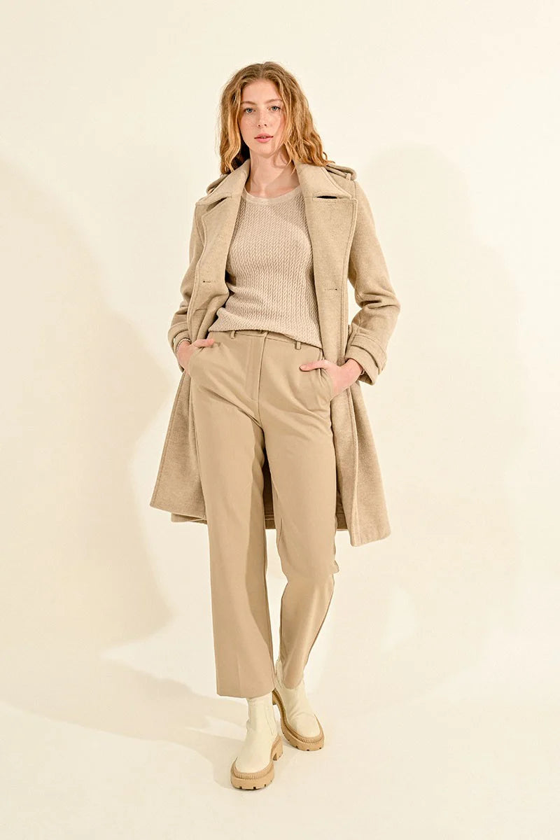 Molly Bracken High Waist Straight Pants in beige-front