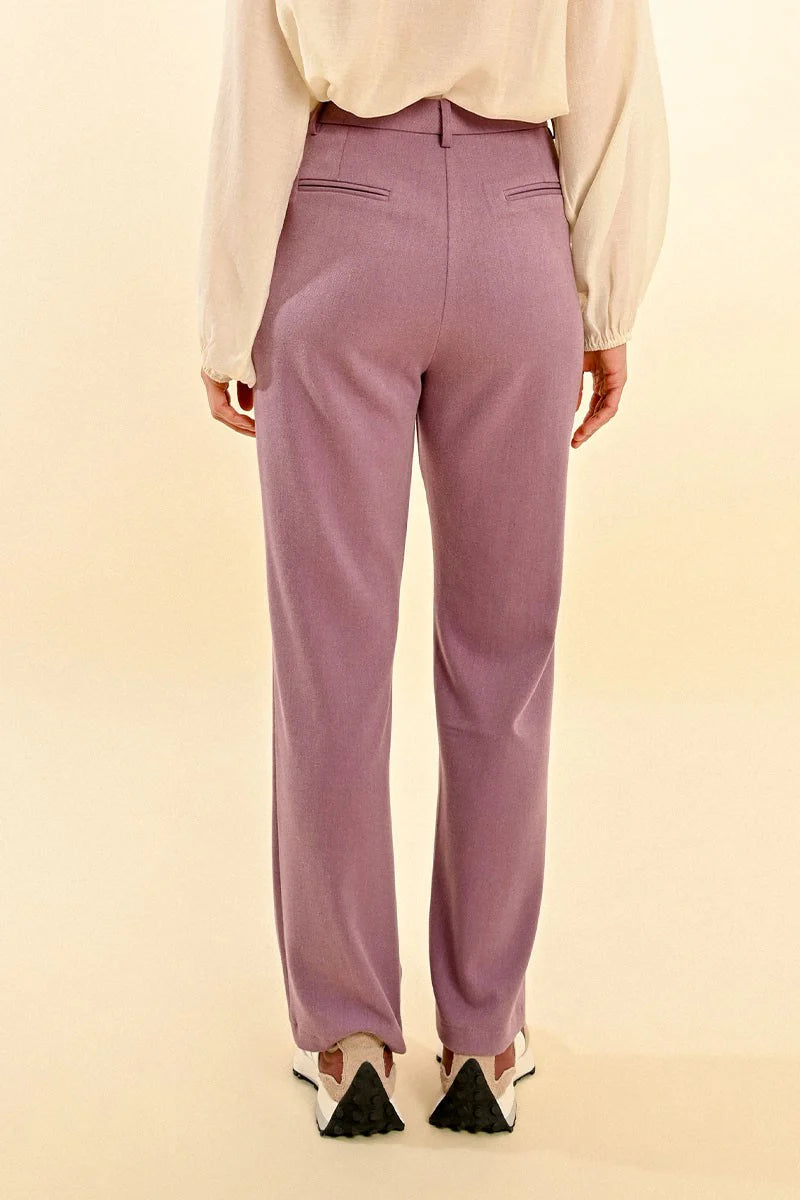 Molly Bracken High Waist Straight Pants in mauve-back