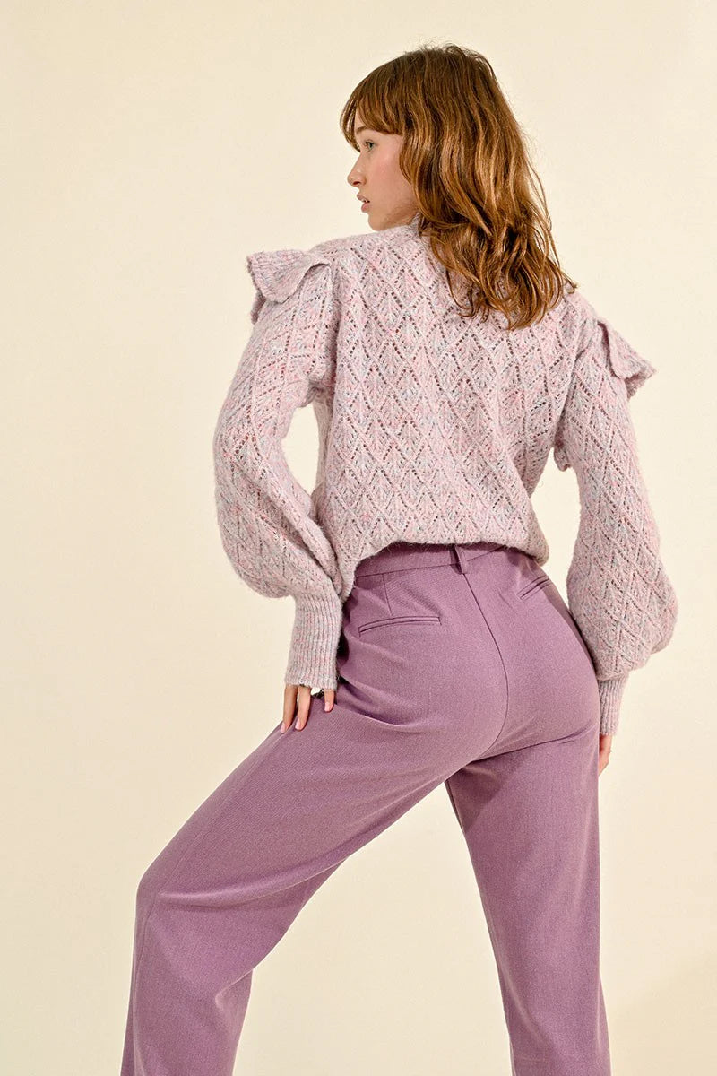 Molly Bracken High Waist Straight Pants in mauve-back