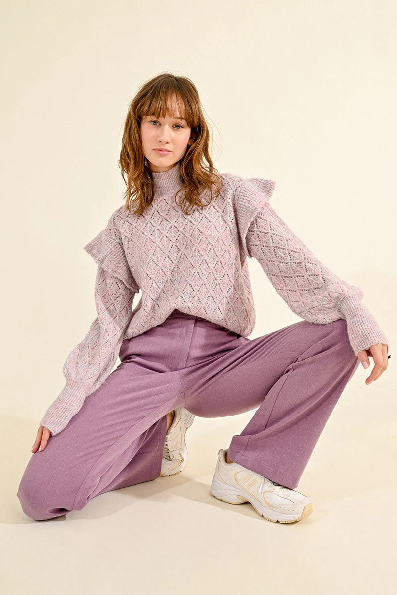 Molly Bracken High Waist Straight Pants in mauve-front