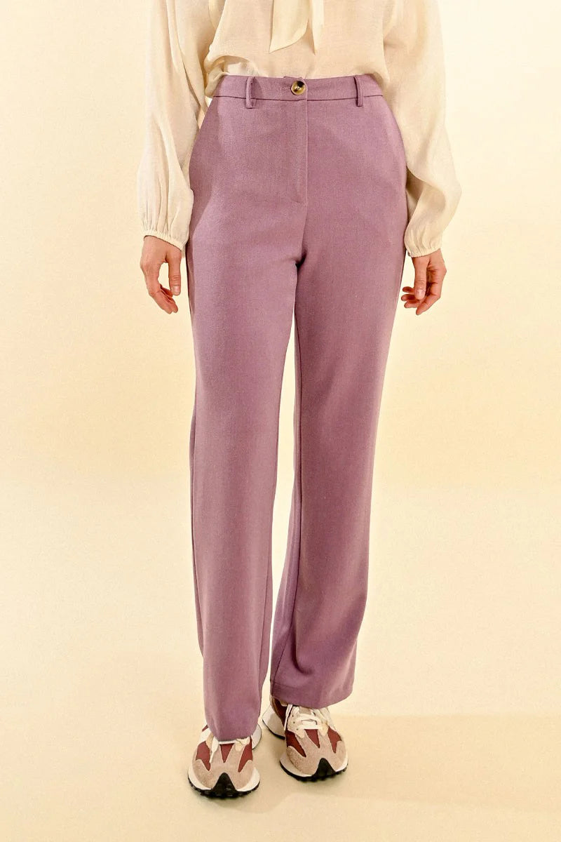 Molly Bracken High Waist Straight Pants in mauve-front