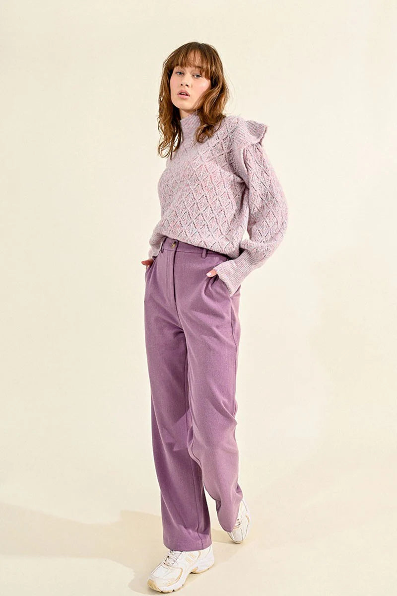 Molly Bracken High Waist Straight Pants in mauve-front