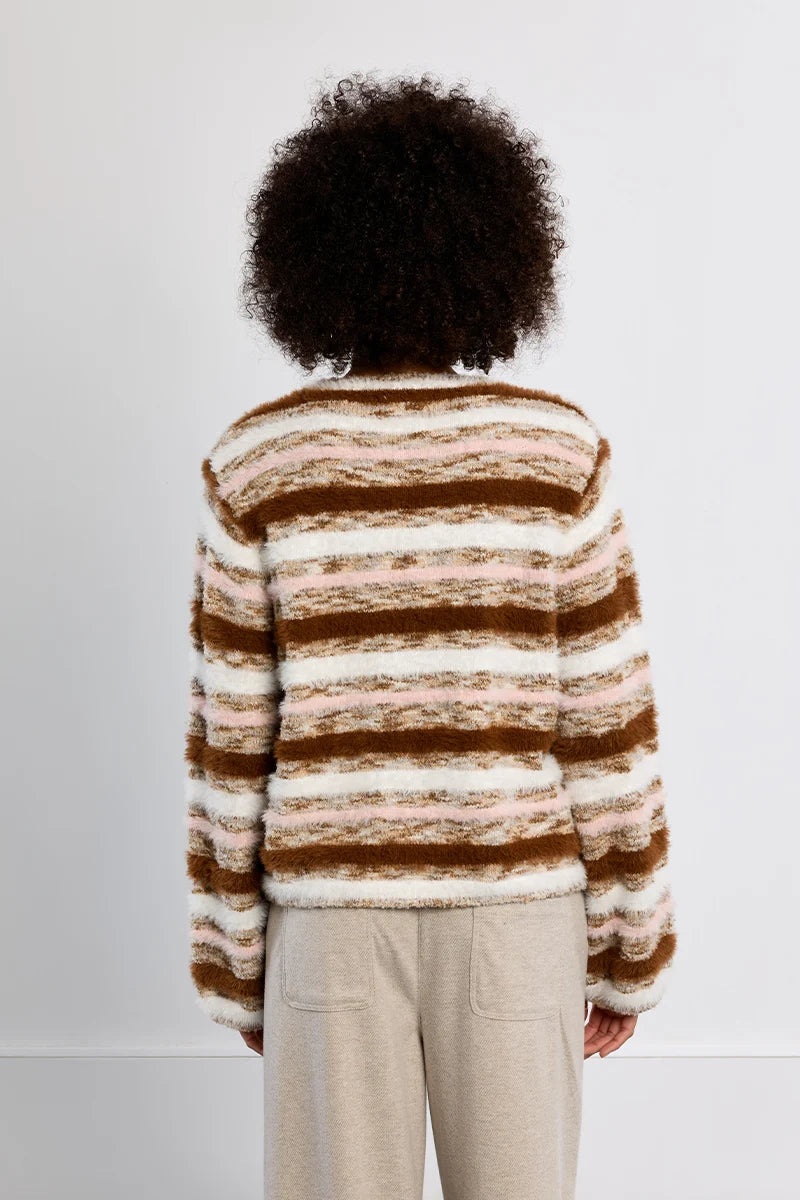 Molly Bracken Striped Fluffy Sweater multi color 