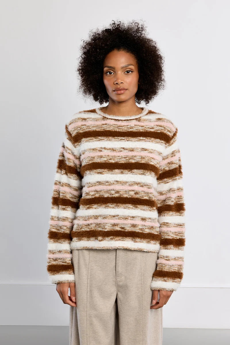 Molly Bracken Striped Fluffy Sweater multi color 