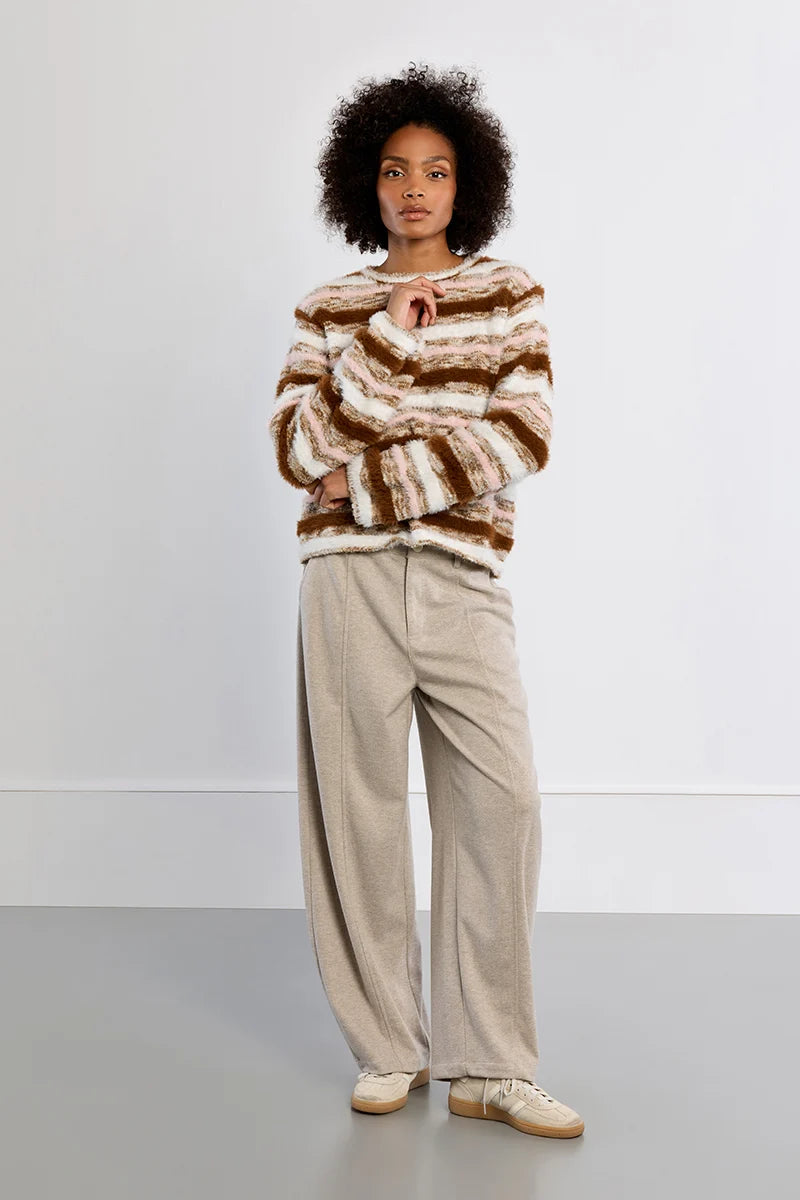 Molly Bracken Striped Fluffy Sweater multi color 