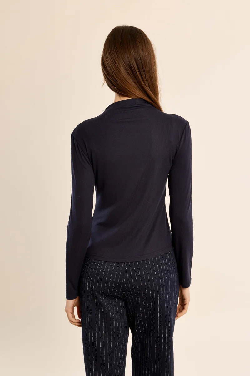 Molly Bracken Essential Long Sleeve Layering Top navy blue 
