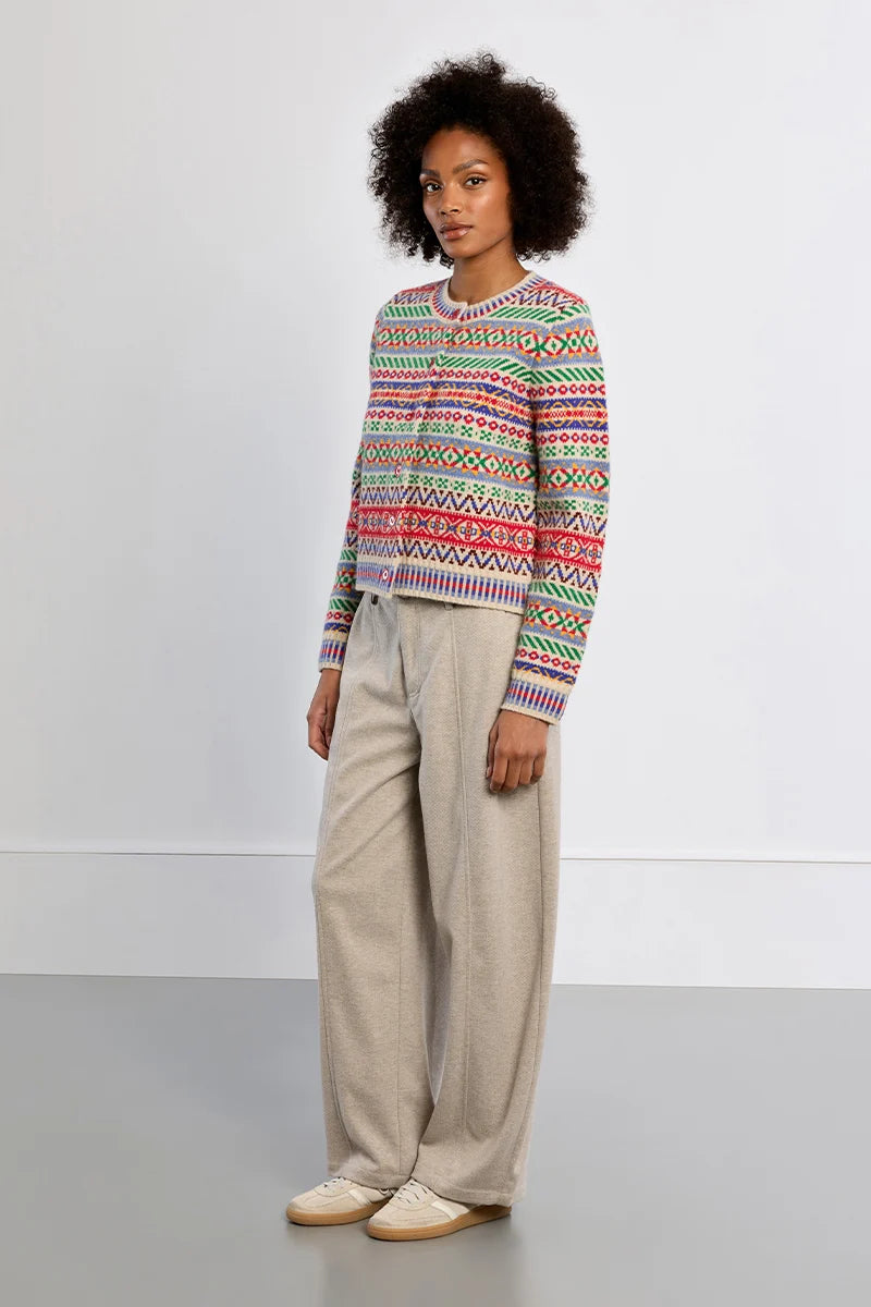 Molly Bracken Tybetan Pattern Cardigan off white multi color