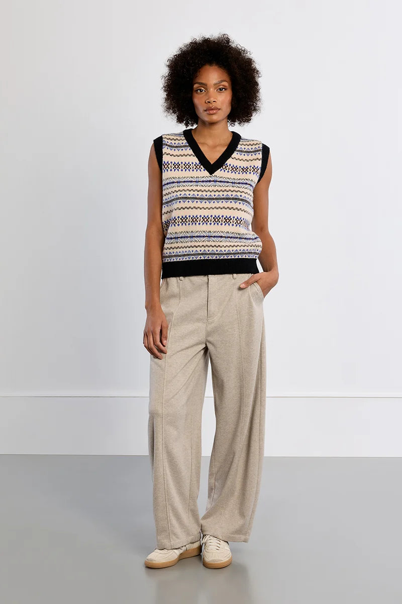 Molly Bracken V-Neck Tybetan Sweater off white blue 
