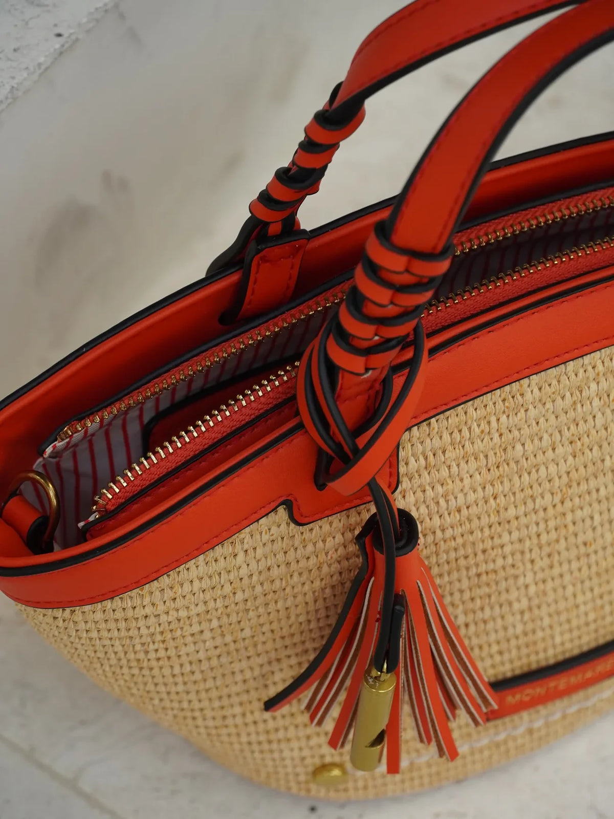 Montemare Palma Crossbody in Orange Vegan Leather