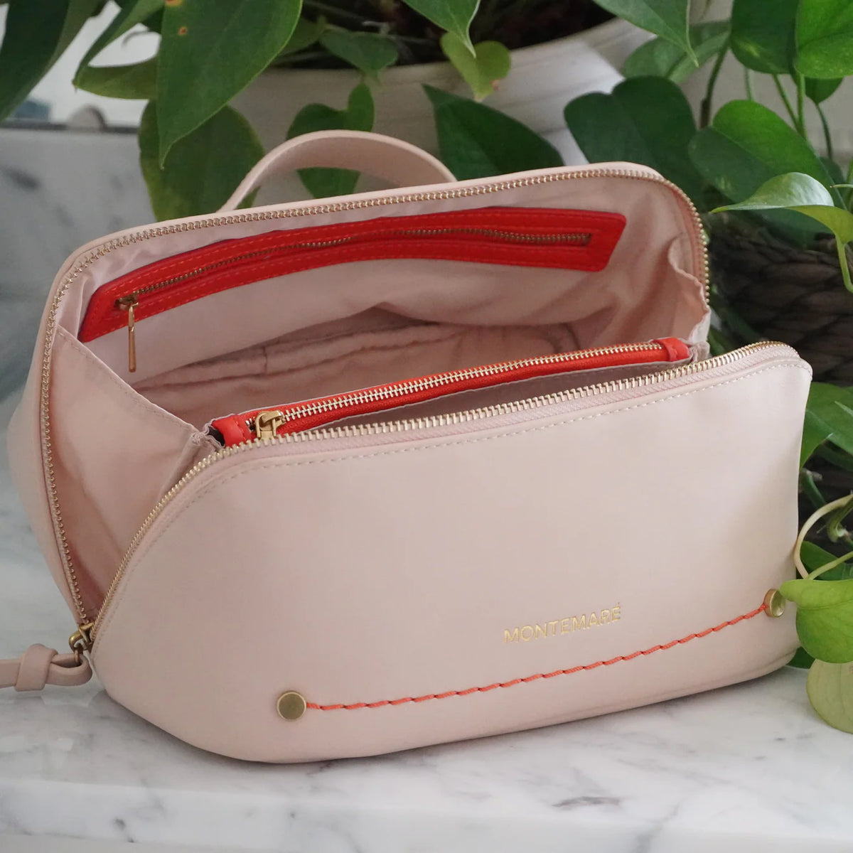 Montemare Roma Foldout Toiletry Case in Ivory Vegan Leather