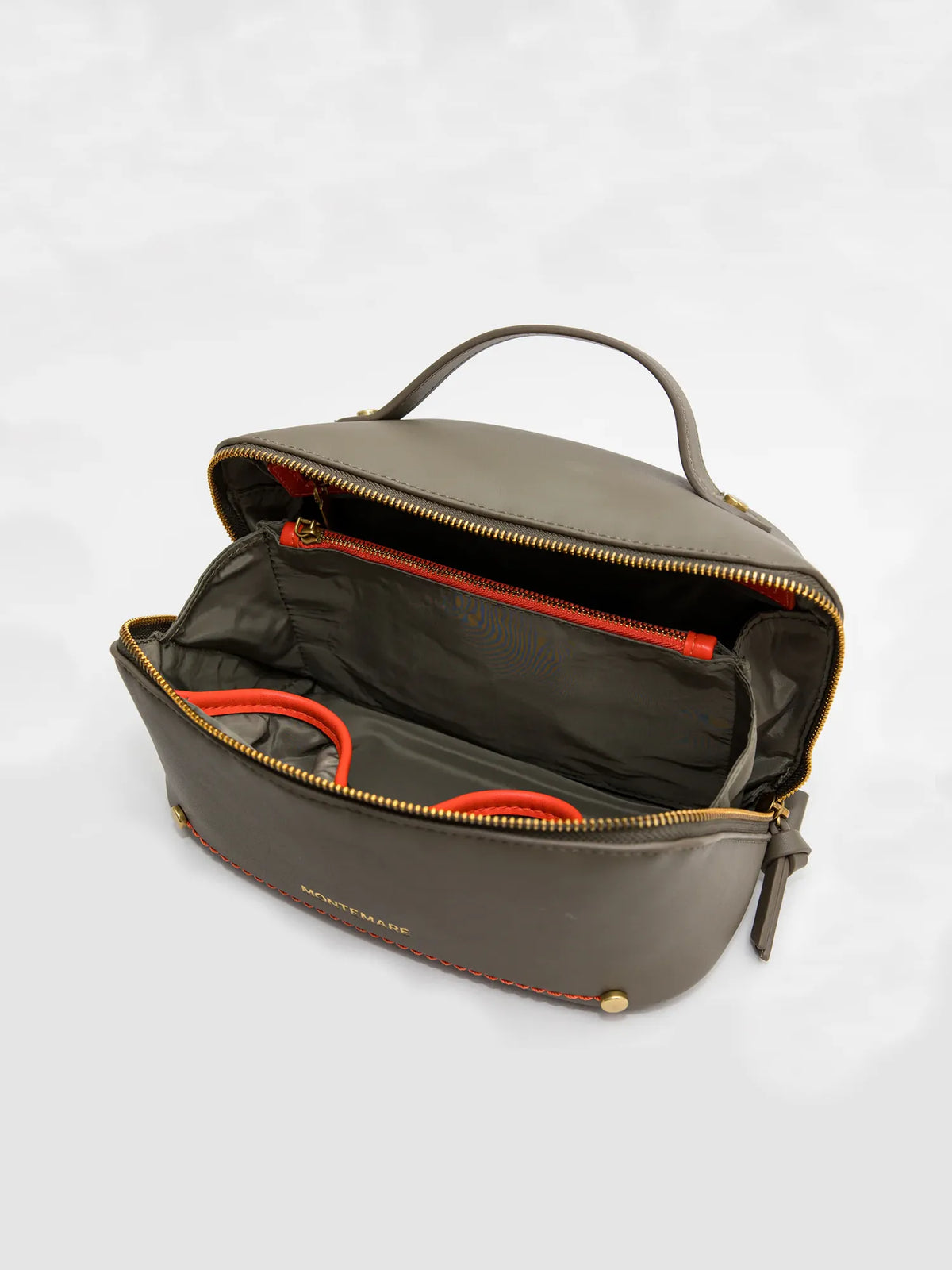 Montemare Roma Foldout Toiletry Case in Olive Vegan Leather