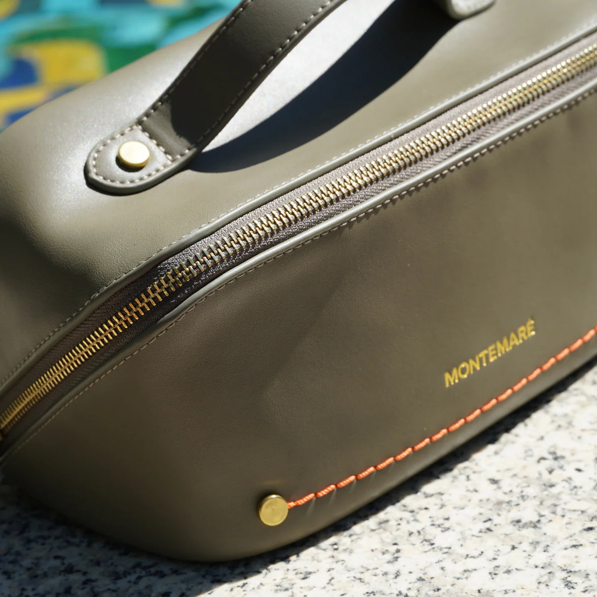 Montemare Roma Foldout Toiletry Case in Olive Vegan Leather