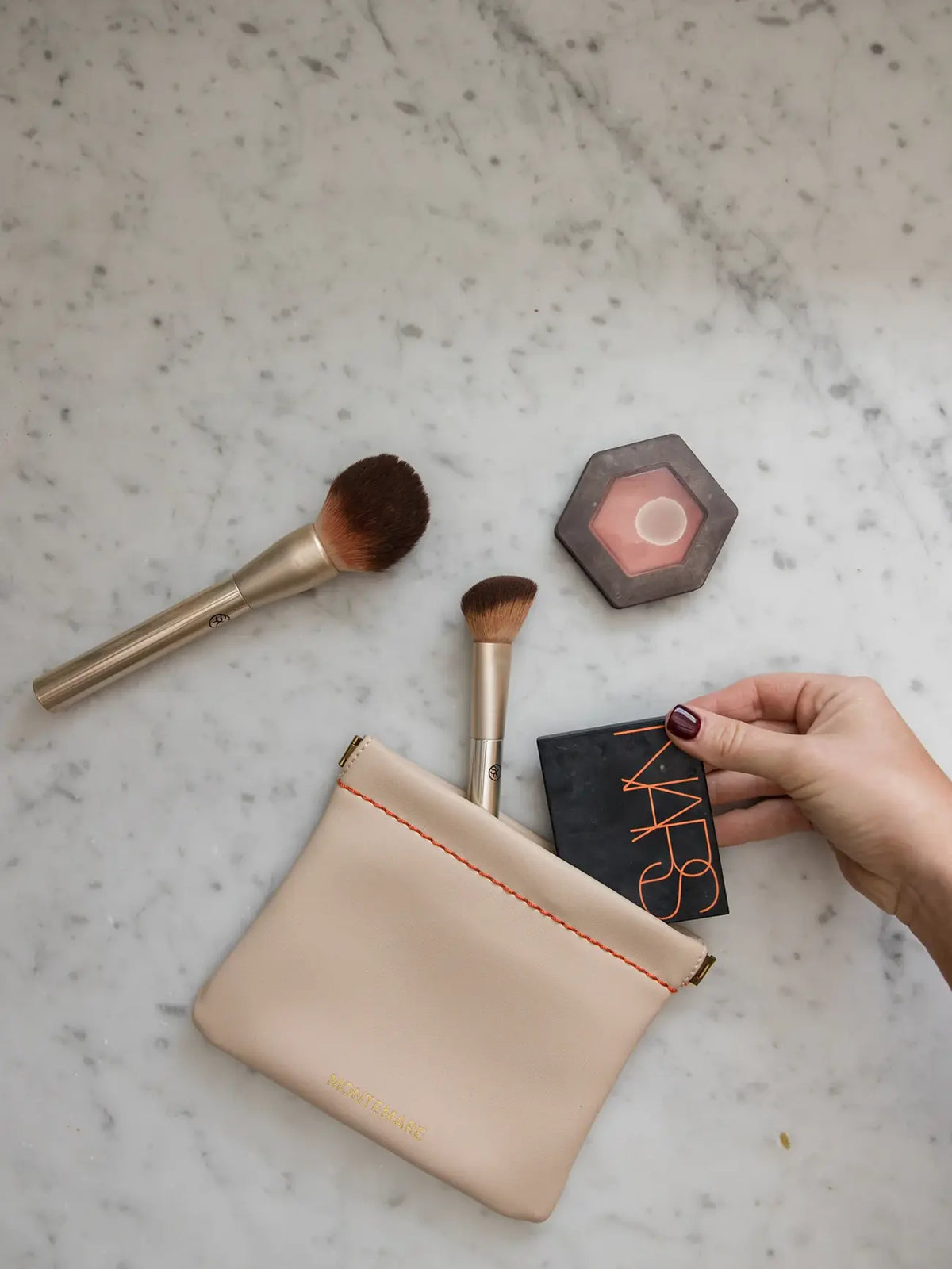 Montemare Roma Square Pouch in Ivory Vegan Leather