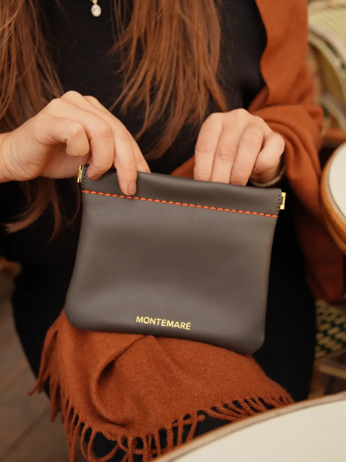 Montemare Roma Square Pouch in Slate Vegan Leather