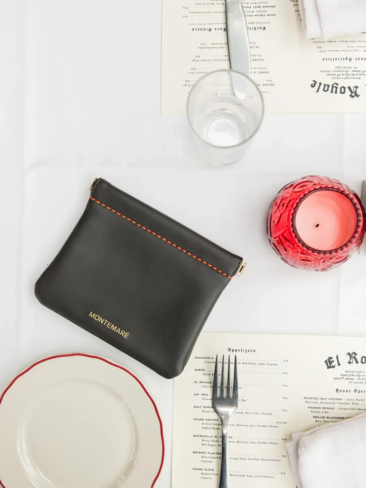 Montemare Roma Square Pouch in Slate Vegan Leather