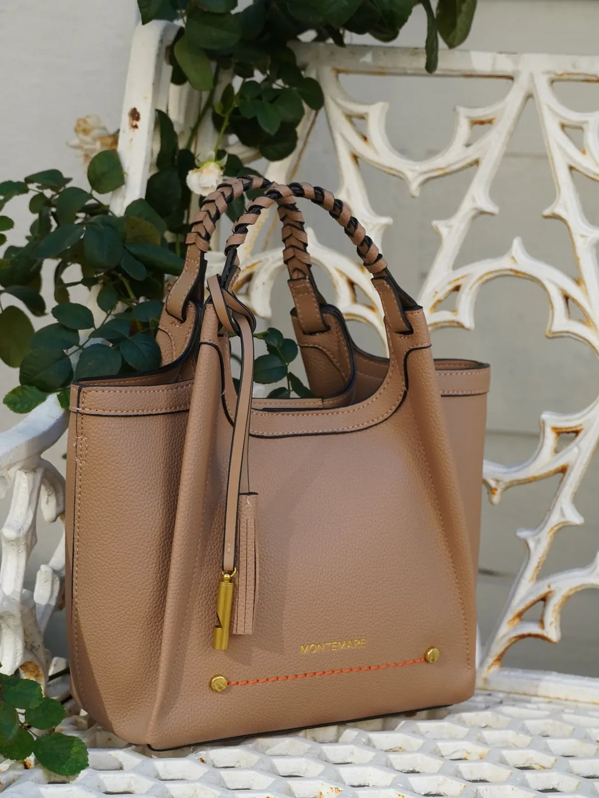 Montemare Sedona Crossbody in Latte Vegan Leather