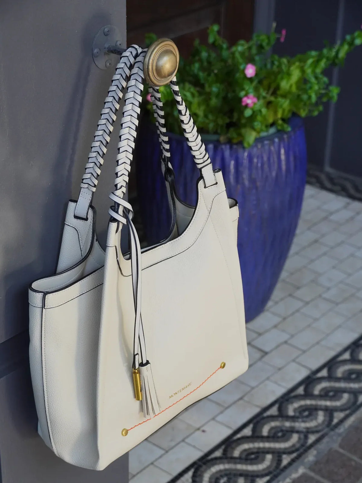 Montemare Sedona Tote in Ivory Vegan Leather