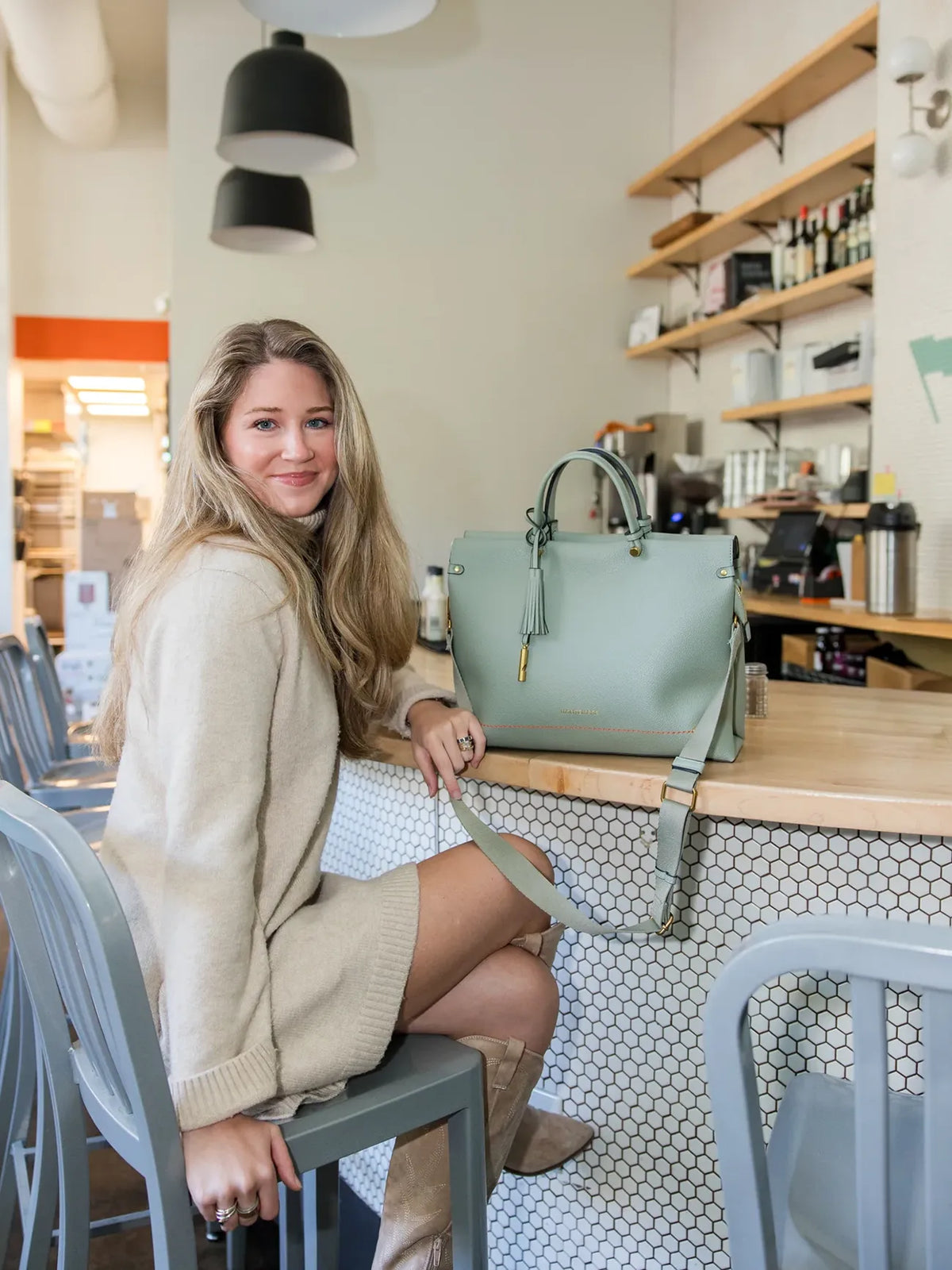 Montemare Vienna Small Carry-On Tote in Blake's Blue Vegan Leather