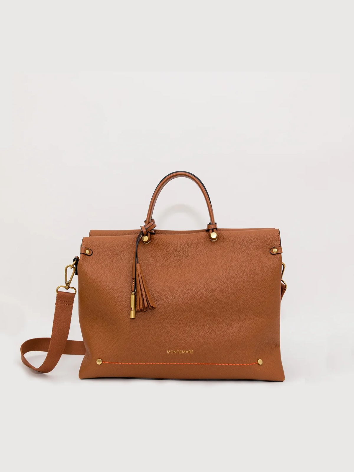 Montemare Vienna Small Carry-On Tote in Cognac Vegan Leather