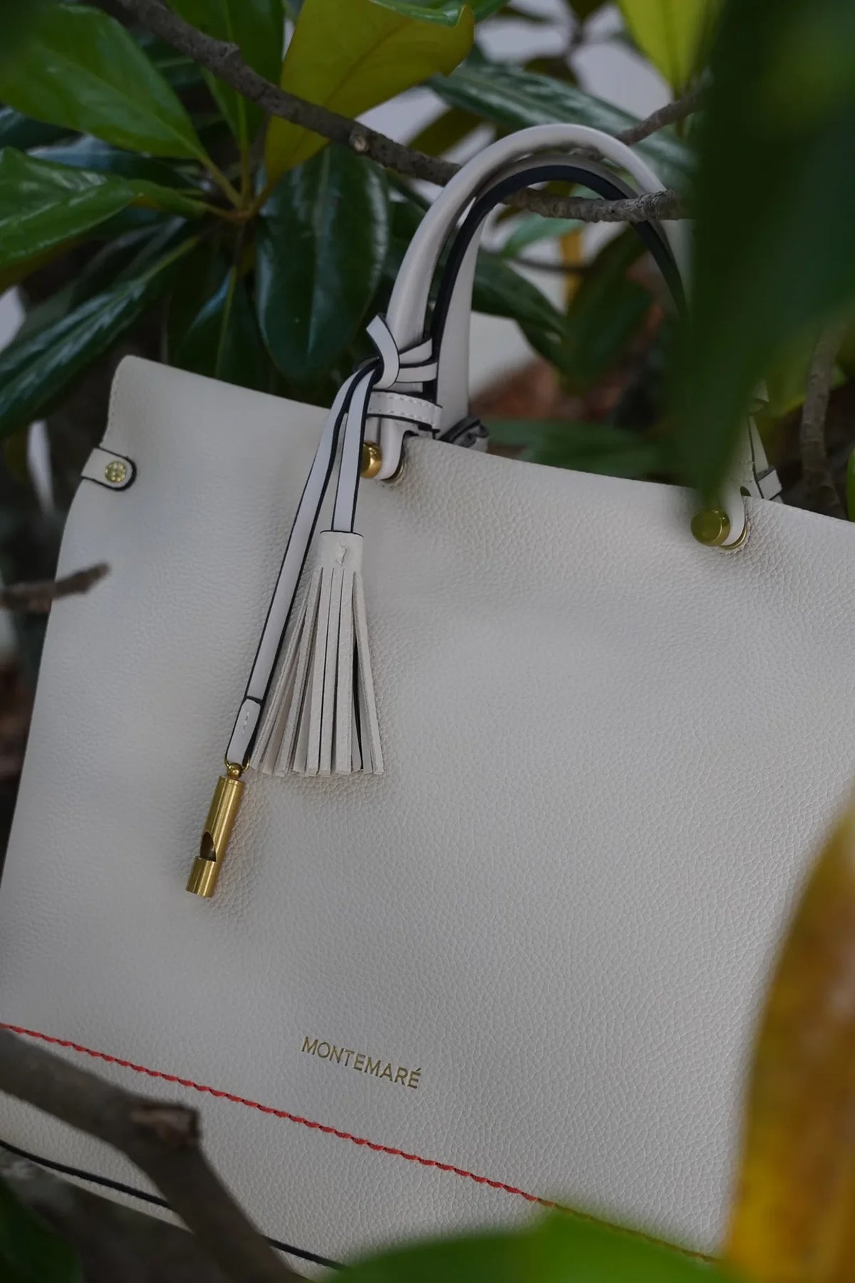Montemare Vienna Small Carry-On Tote in Ivory Vegan Leather