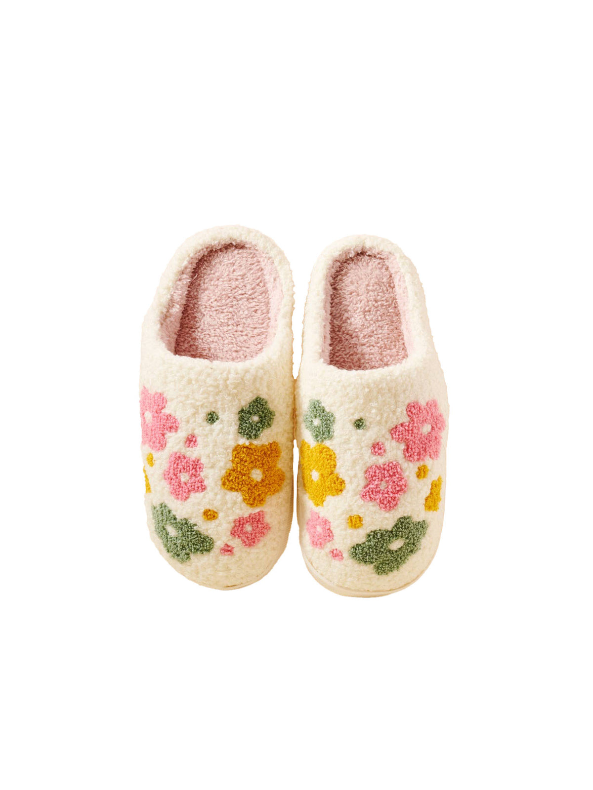 multicolor floral fuzzy house slippers