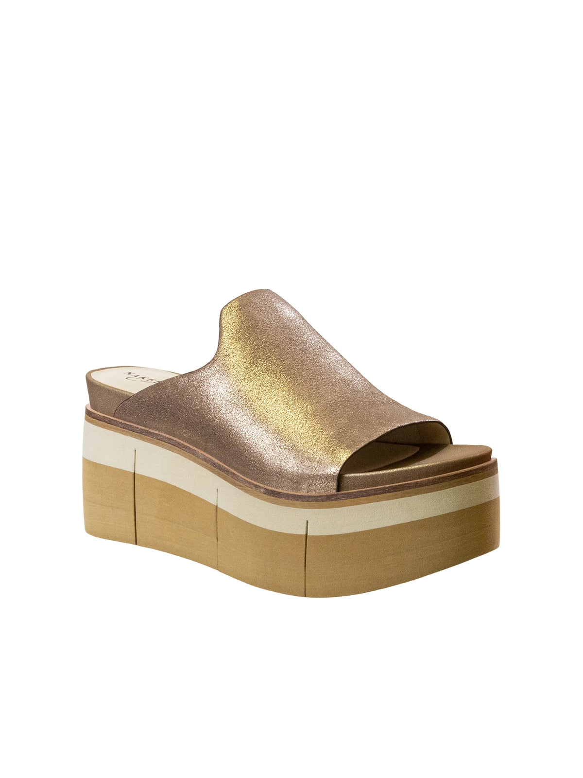 naked feet flow platform wedge sandals in gold
