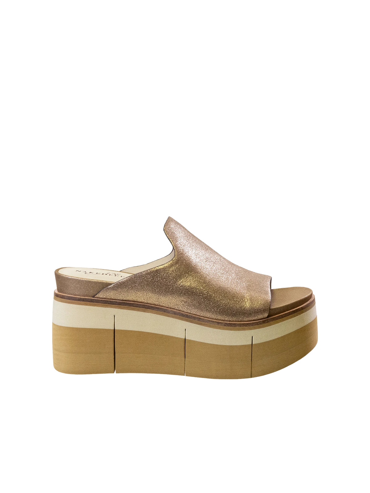 naked feet flow platform wedge sandals in gold
