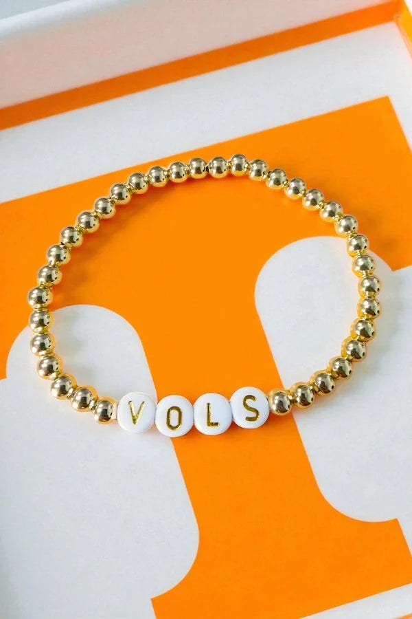 Nash Grey Vols Gold Beaded Bracelet Tennessee Gameday