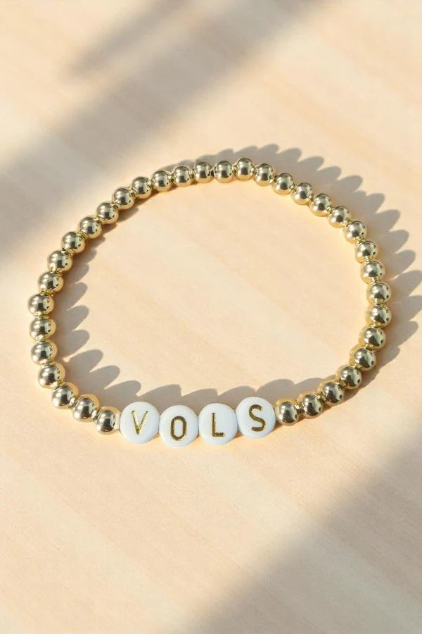 Nash Grey Vols Gold Beaded Bracelet Tennessee Gameday