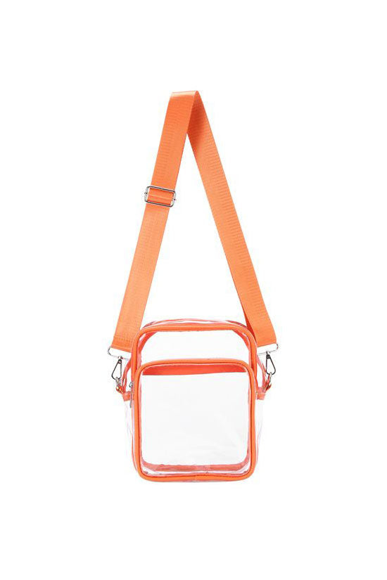 nylon strap clear orange crossbody bag for tennessee vols game day