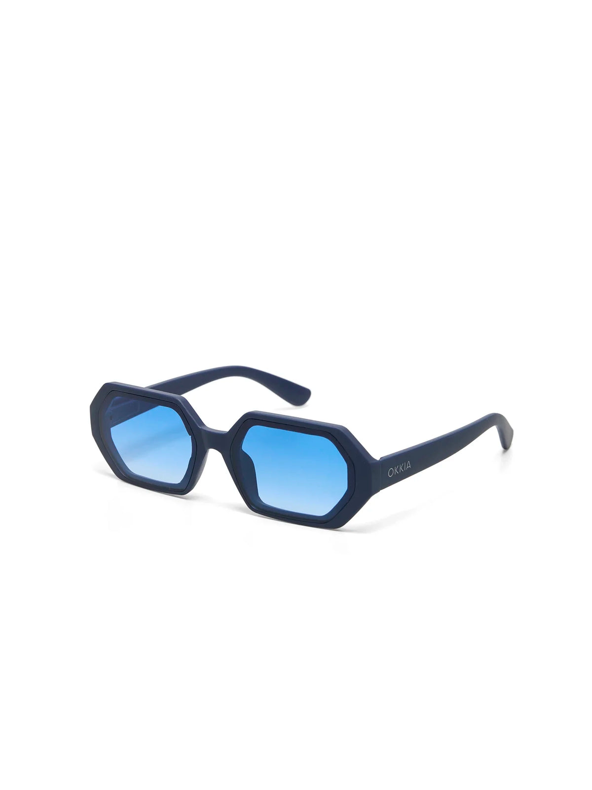 Okkia Anna Hexagonal Sunglasses Midnight Blue Lenses
