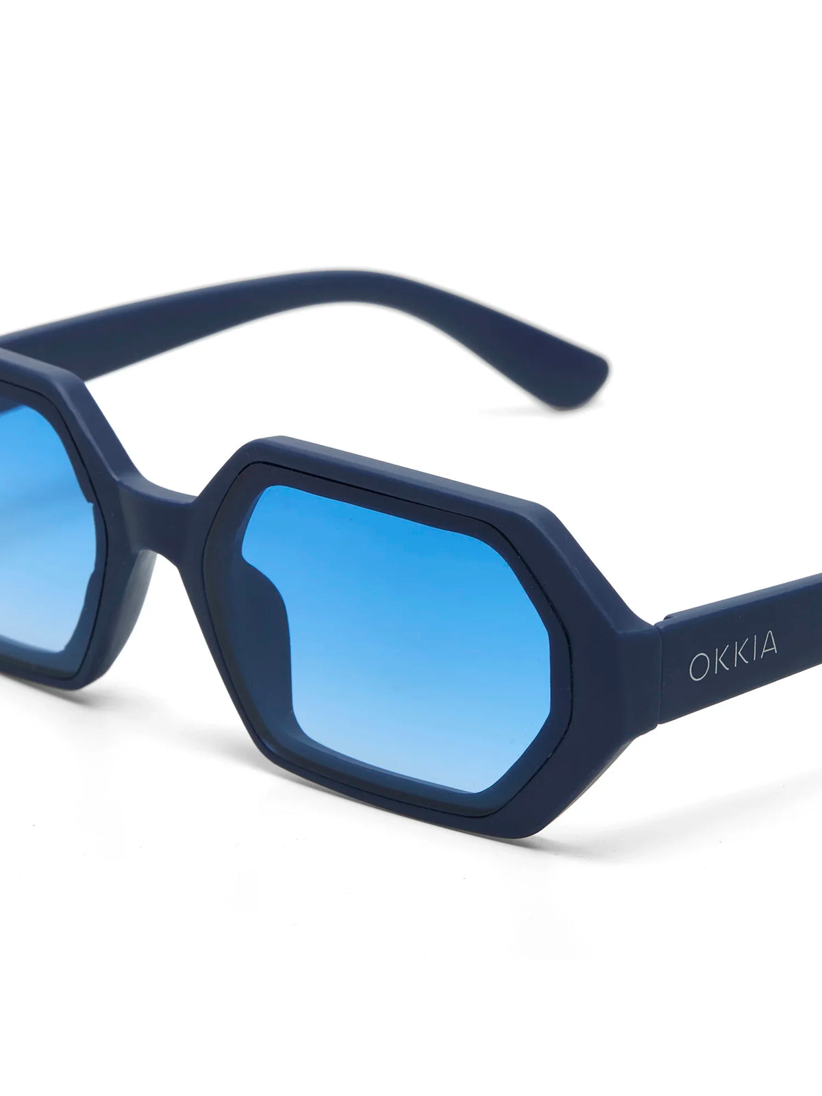 Okkia Anna Hexagonal Sunglasses Midnight Blue Lenses