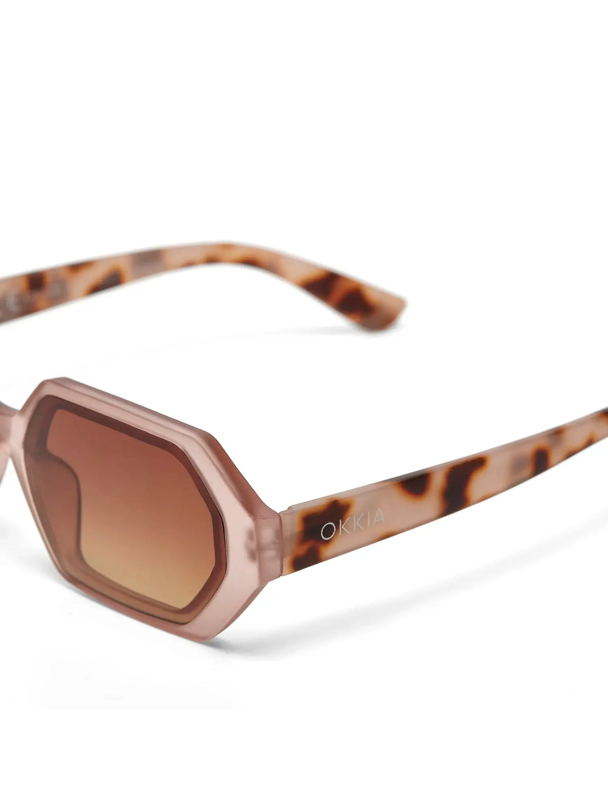 Okkia Anna Hexagonal Sunglasses Pink Havana