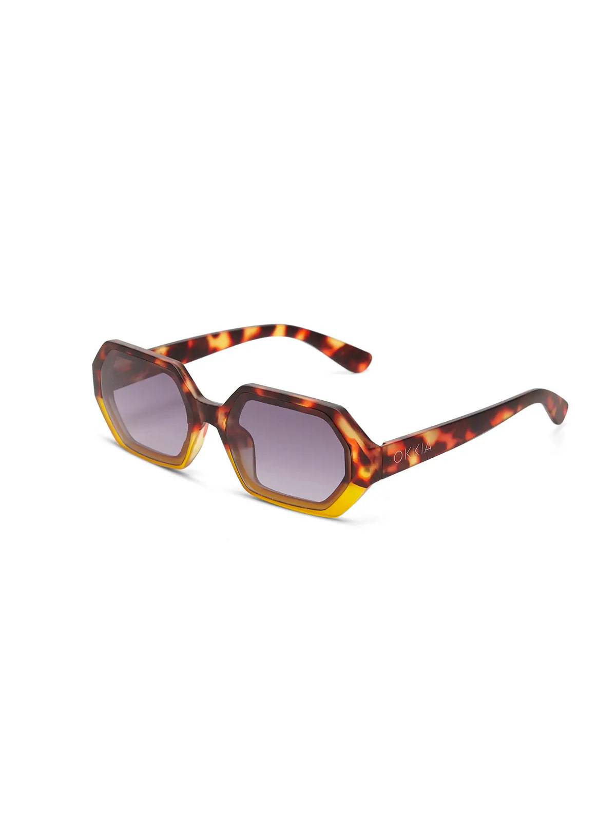 Okkia Anna Hexagonal Sunglasses Yellow Havana