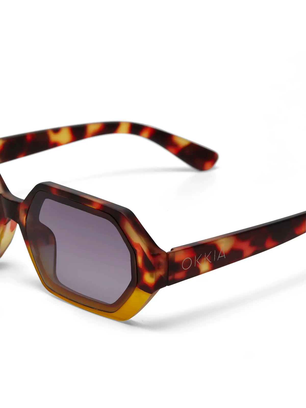 Okkia Anna Hexagonal Sunglasses Yellow Havana