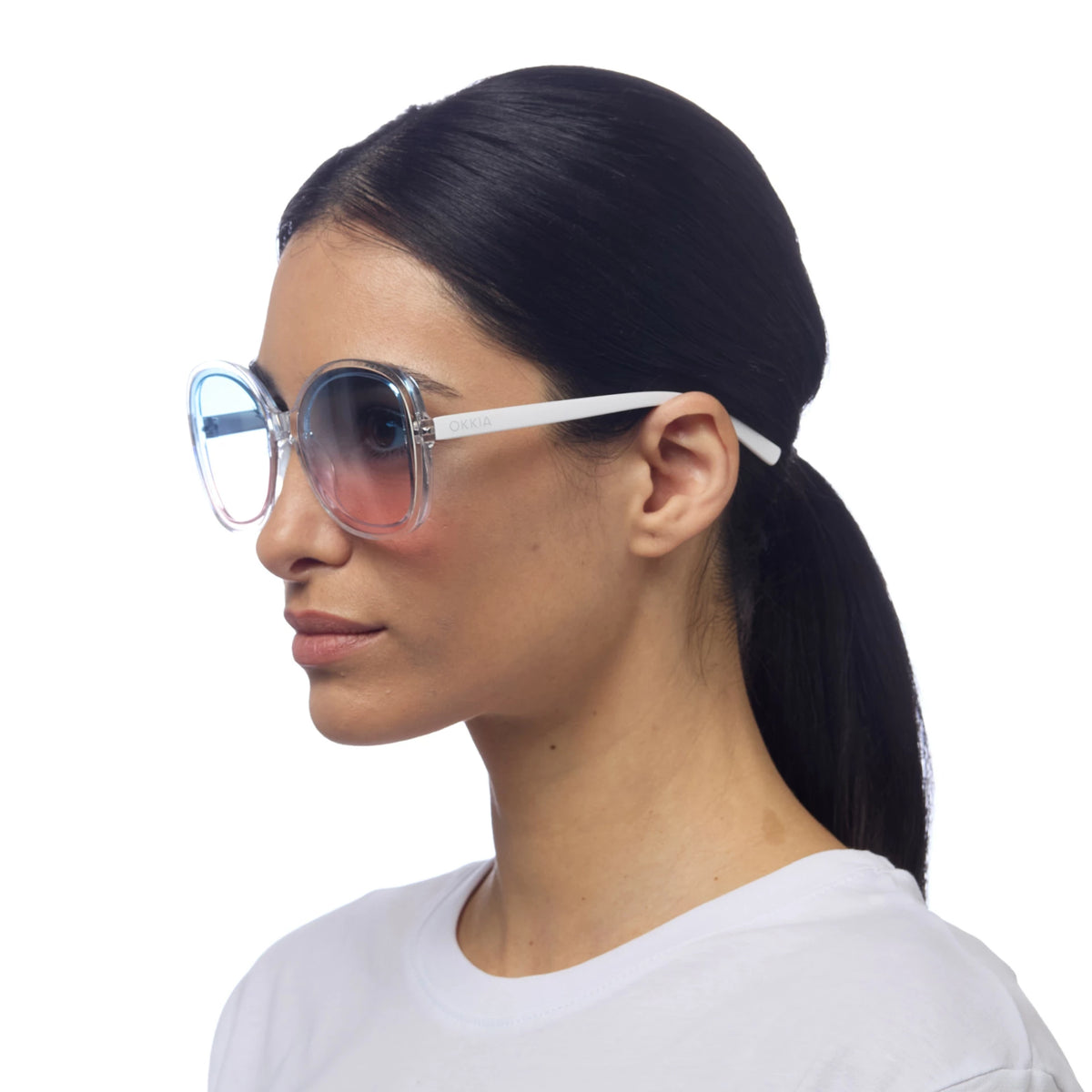 Okkia Anna Butterfly Overlapping Sunglasses Transparent Clear