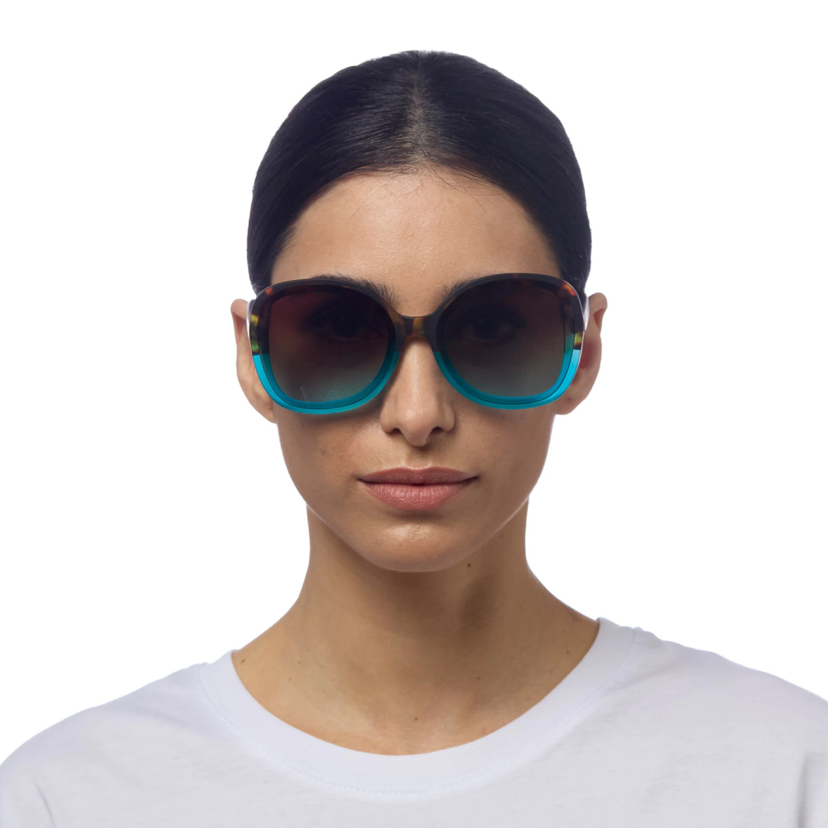 Okkia Anna Butterfly Overlapping Sunglasses Havana Blue