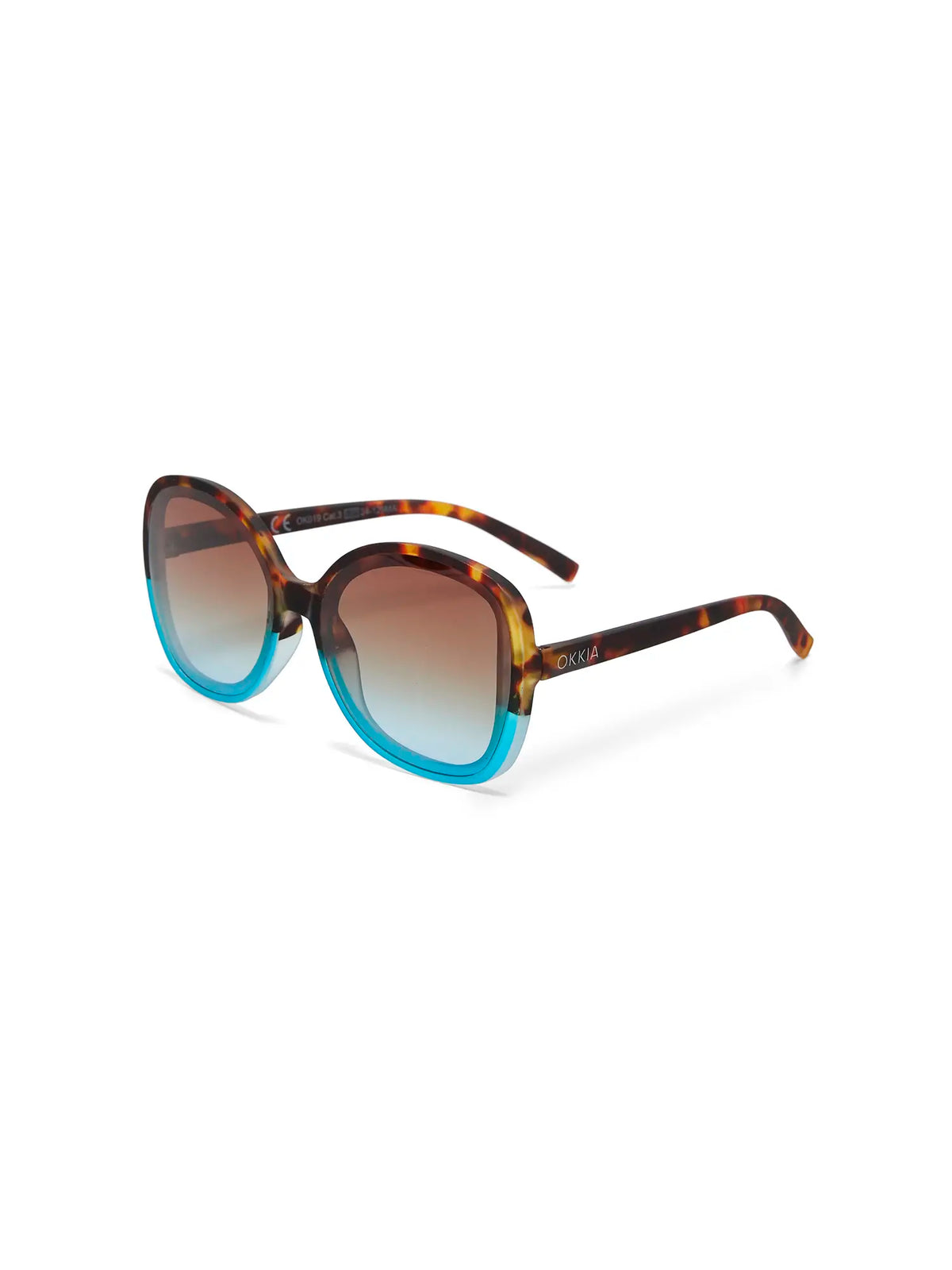 Okkia Anna Butterfly Overlapping Sunglasses Havana Blue