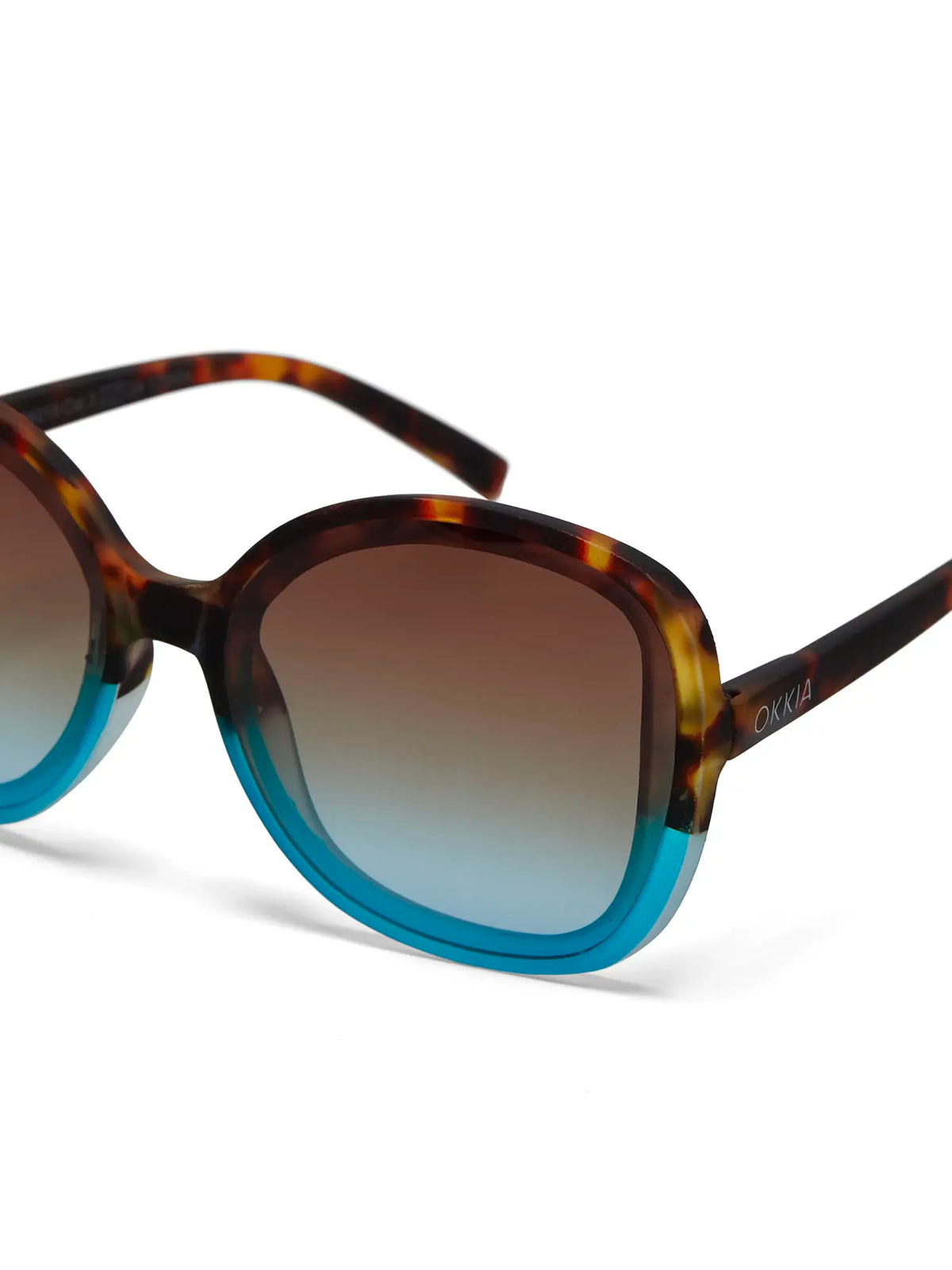 Okkia Anna Butterfly Overlapping Sunglasses Havana Blue