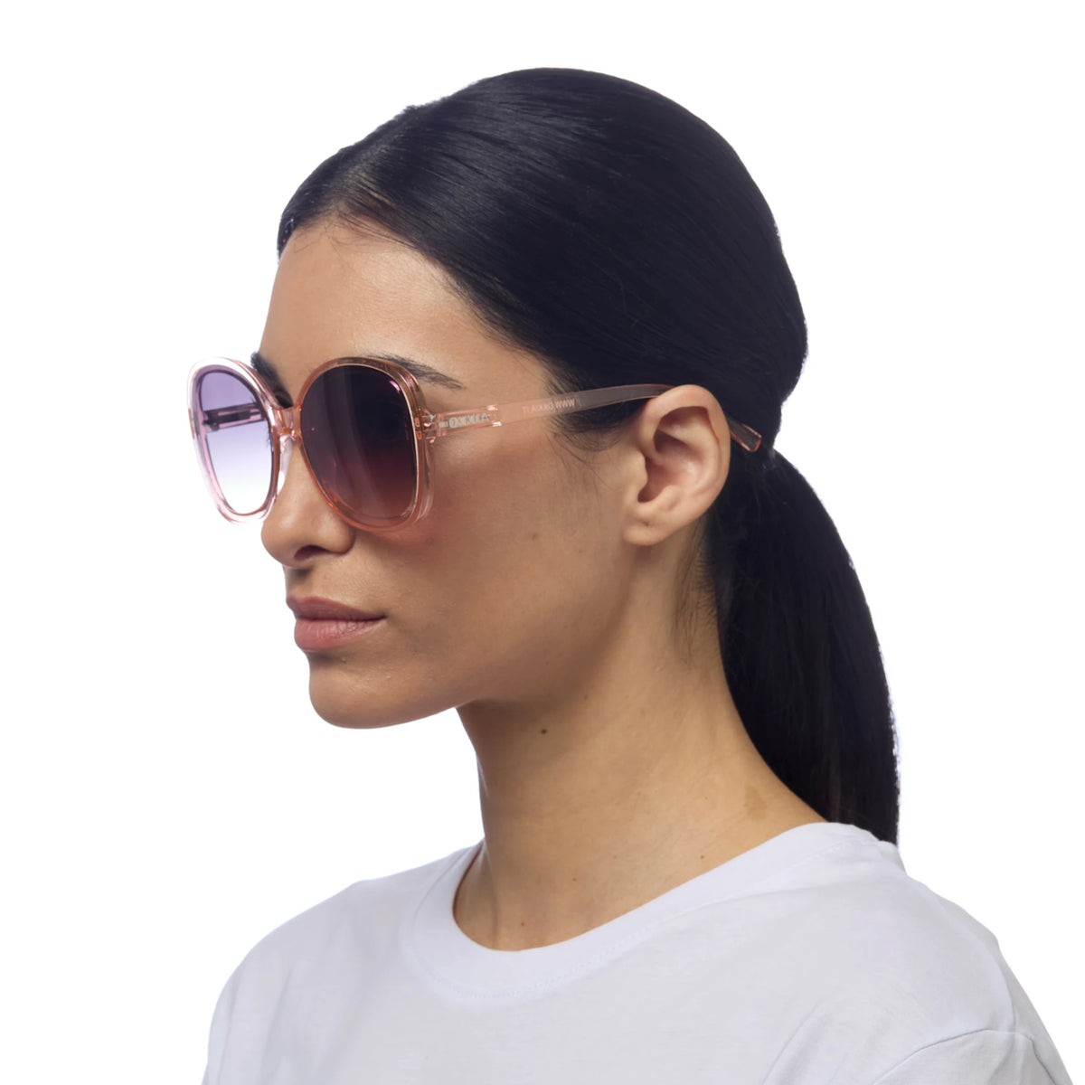 Okkia Anna Butterfly Overlapping Sunglasses Transparent Pink