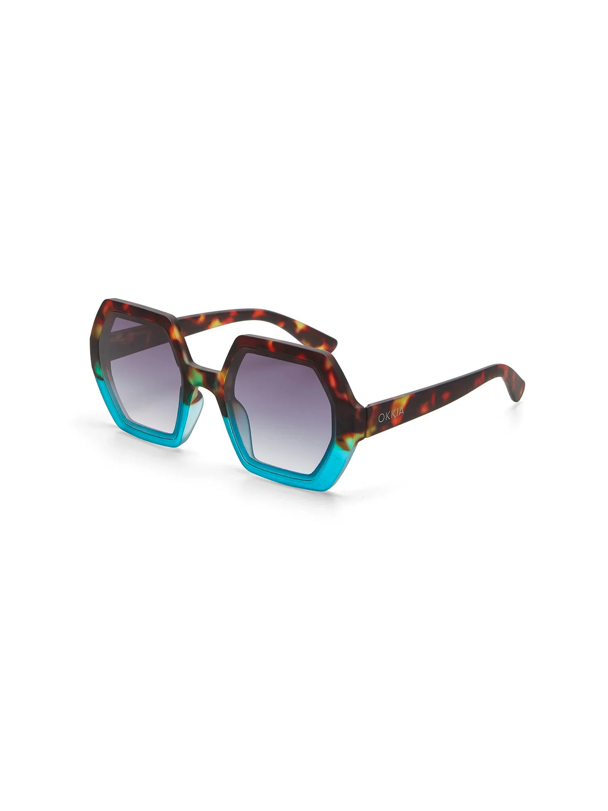 Okkia Emma Hexagonal Sunglasses Havana Blue