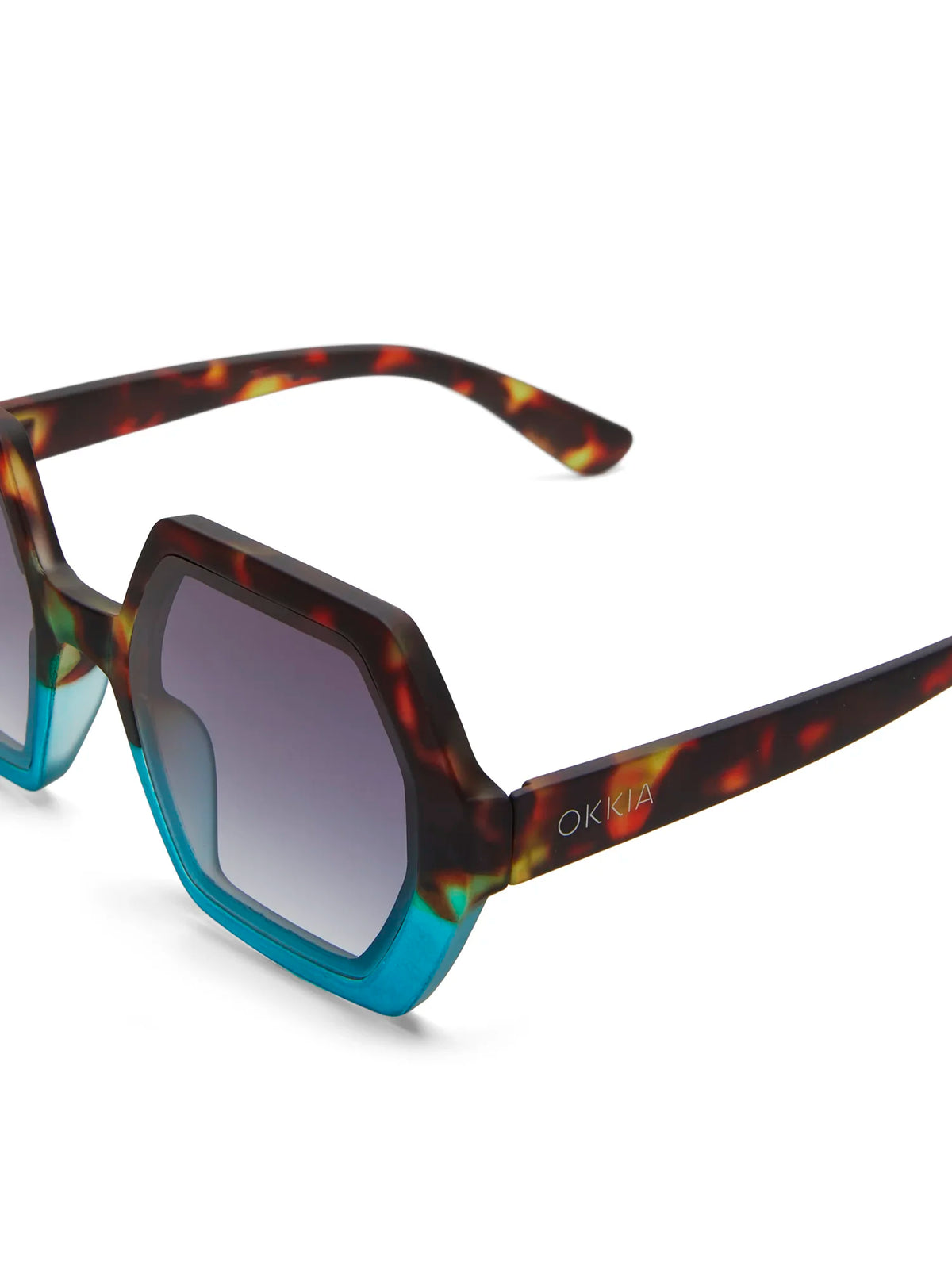 Okkia Emma Hexagonal Sunglasses Havana Blue