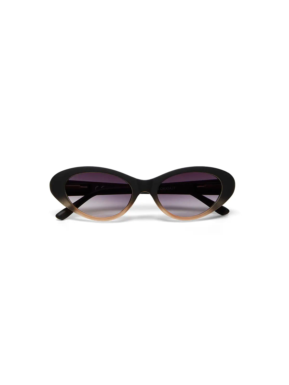 Okkia Lina Small Cat Eye Sunglasses Black Shaded Rose