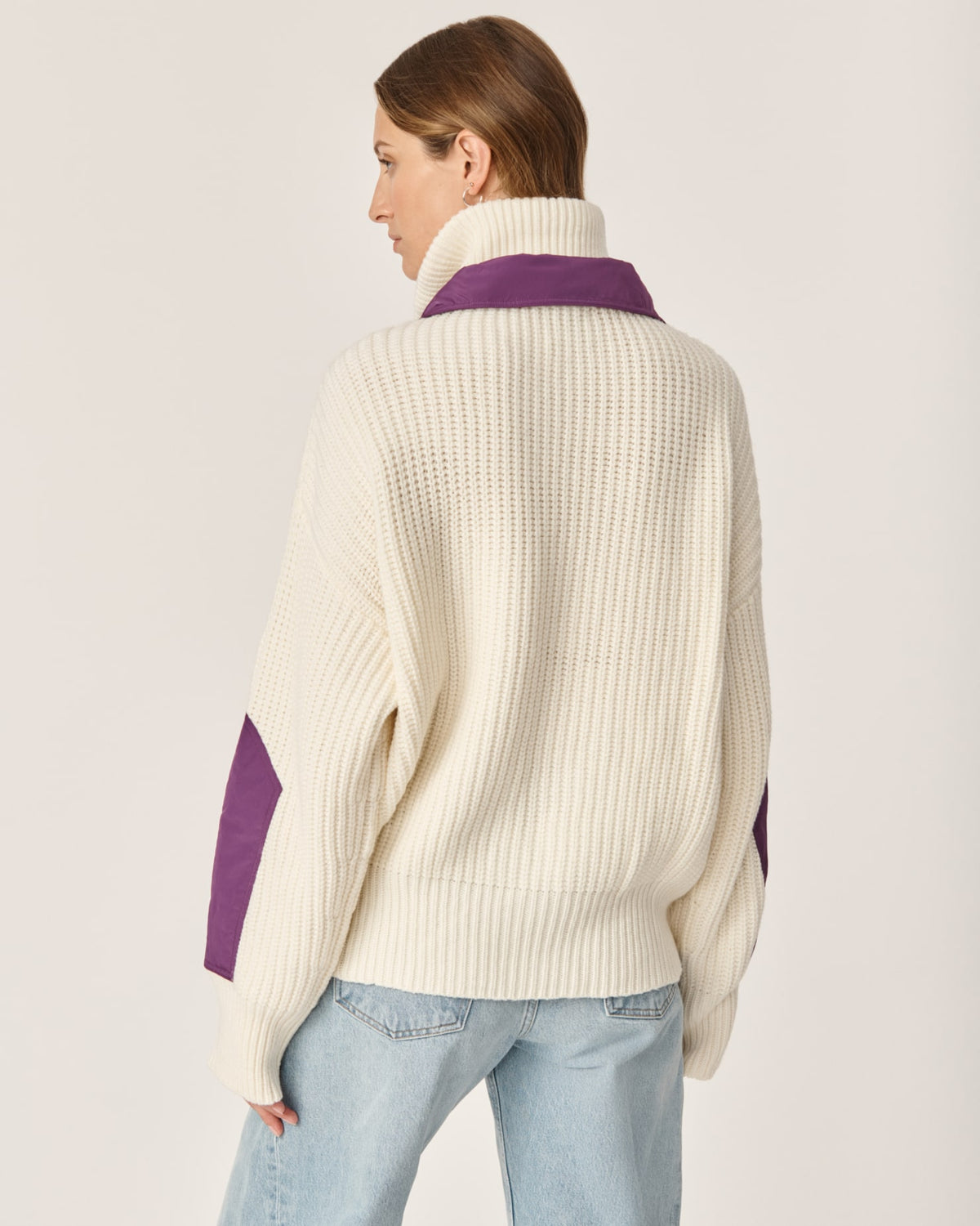 ONCEPT Taos Double Zip Wool Sweater in vanilla-back