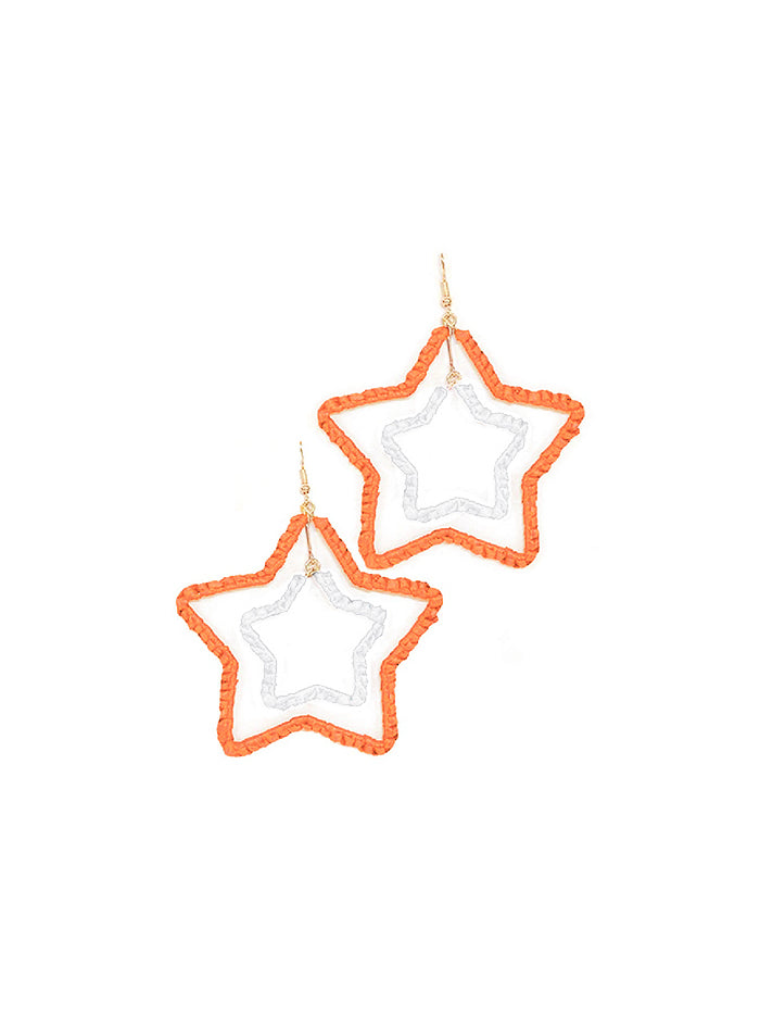 orange and white double star tennessee vols game day earrings