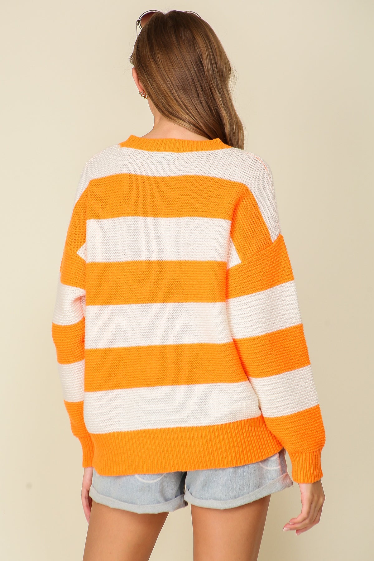tennessee orange and white striped long sleeve sweater
