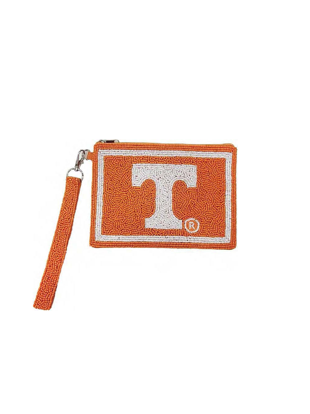 orange tennessee power t beaded wristlet pouch officially licensed