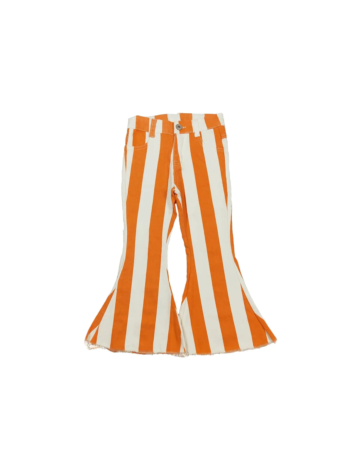 tennessee game day orange and white striped game day flared denim pants for toddlers and girls