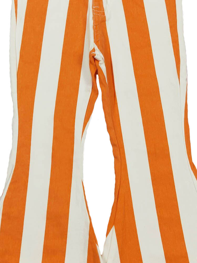 tennessee game day orange and white striped game day flared denim pants for toddlers and girls